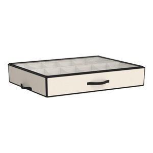 AMAZON 12 Shoe Storage Bag Grid Organizer Under the Bed Closet Holder Clear Tan